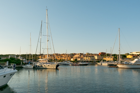 PORTO CERVO, SARDINIA ITALY - 07.07.2017 The Marina at Porto Cervo in Sardinia on Mayのeditorial素材