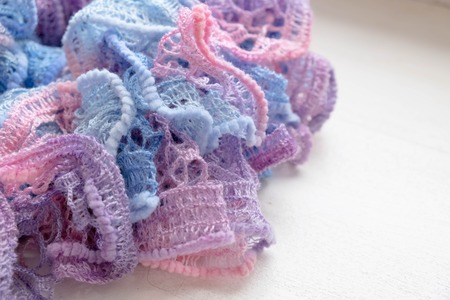 colorful knitting background texture, Knit woolen Christmas festive background for winter time.の写真素材