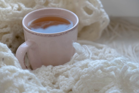 Knit woolen Christmas festive background for winter timeの写真素材
