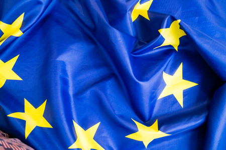 Fabric texture flag of European Unionの写真素材