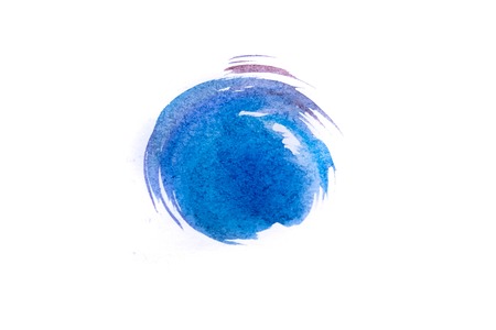 Blue watercolor circle isolated on white backgroundの写真素材