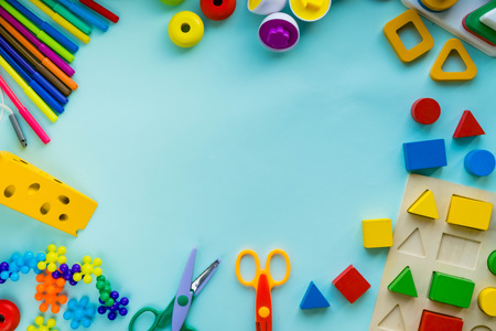 Office and student accessories on a pink. Back to school concept. School, education and learning concept. creativity for kids. Top view colorful background. Flat layの写真素材