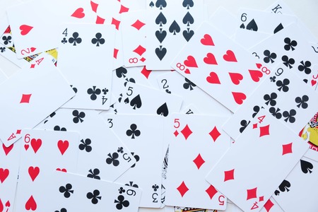 Lot of dusty old playing cards.の写真素材
