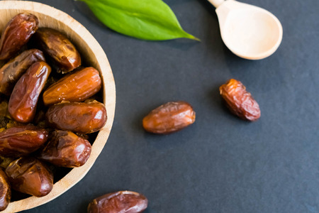 closeup sweet dried date palm fruits or kurma, ramadan (ramazan) foodの写真素材