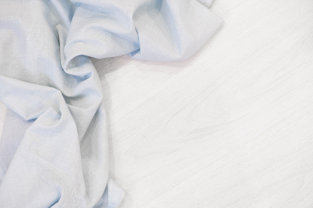 Kitchen blue color kitchen cloth border isolated.Food decoration.Textile domestic kitchen symbol.の写真素材