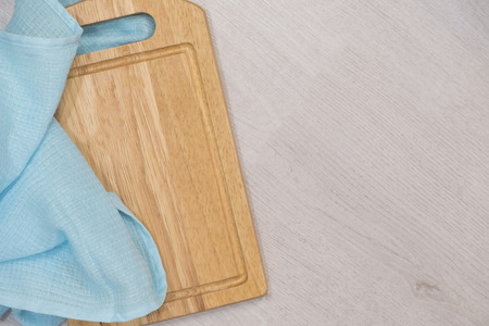 Kitchen blue color kitchen cloth border isolated.Food decoration.Textile domestic kitchen symbol.の写真素材