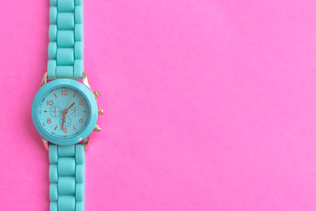 Fashion. Stylish Trendy Wrist Watches, Glamor girl accessories. Hipster Party Essentials. Art Minimal conceptの写真素材