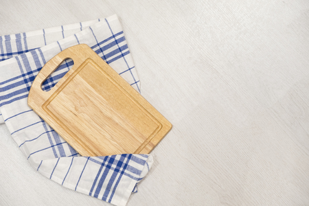 Kitchen blue color kitchen cloth border isolated.Food decoration.Textile domestic kitchen symbol.の写真素材