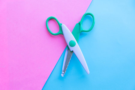 Scissors in pastel colors. Minimal style Photo