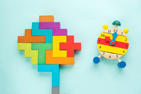 Time management and planning business concept. silhouette brain, clock. Mind Clock. thought process.idea intelligence. challenge. brainstorming.の写真素材