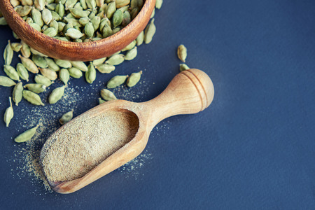 Super food cardamom health food selection in spoonの写真素材