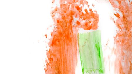 Color Paint. smears of colorful paint on the wall, traces of children's creativity on a white background. paint textureの写真素材