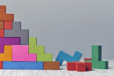 staircase wooden cubes. Business development conceptの写真素材