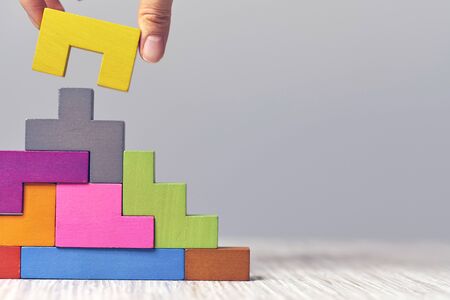staircase wooden cubes. Business development concept. Concept of progress.の写真素材