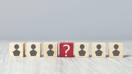 Wooden block. Concept of creative, logical thinking or problem solving. Copy space. Unique, think different, individual and standing out from the crowd conceptの写真素材