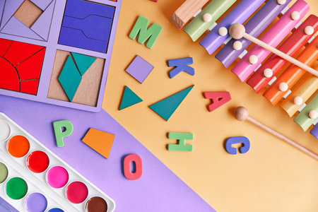 School supplies, stationery space for caption. Back to school concept. School, education and...