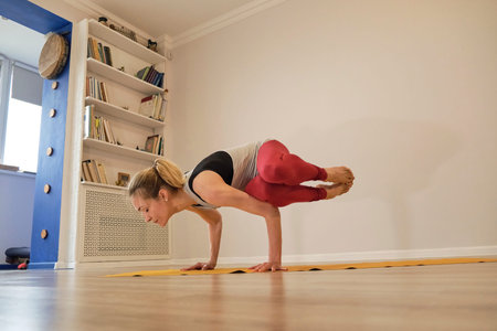 Woman meditating. young woman doing yoga exercise at home for stress relief relaxing from work.