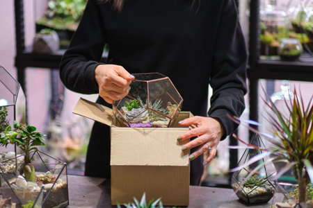 Online small business owner. delivery, mail service, people and shipment concept close up of woman...