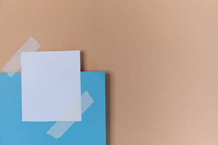 greeting card mockup. different paper textures with torn and smooth edges on a beige background. . place for text.の写真素材