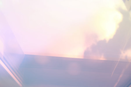 blurred soft rainbow light flares background or overlay. double exposure. blurry reflection of the...