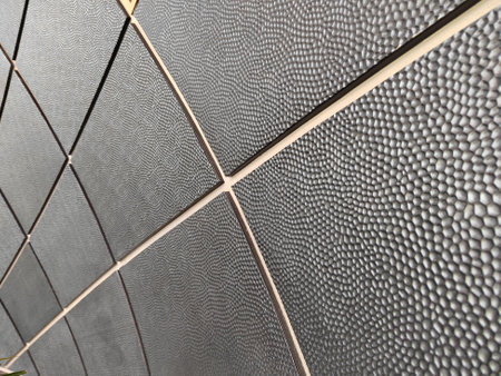 side view concrete decorative panels. Concrete facade.の写真素材