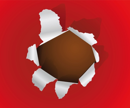 Hole in a red paperのイラスト素材