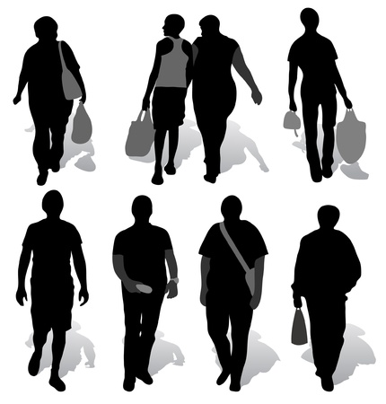 The silhouettes of a people with shadowのイラスト素材