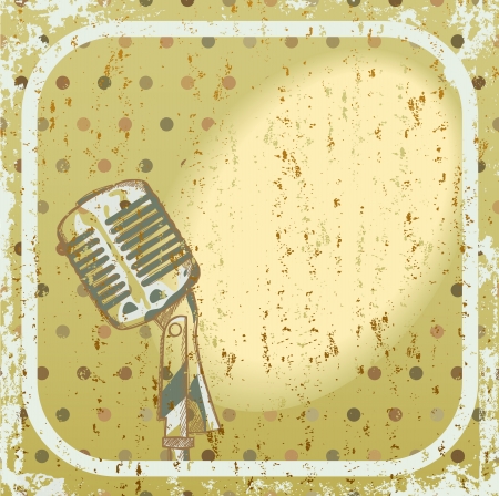 The retro grunge background with microphone and place for your text のイラスト素材