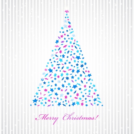 Christmas background with star tree  Invitation card のイラスト素材