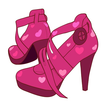 Red female shoes isolated on whiteのイラスト素材