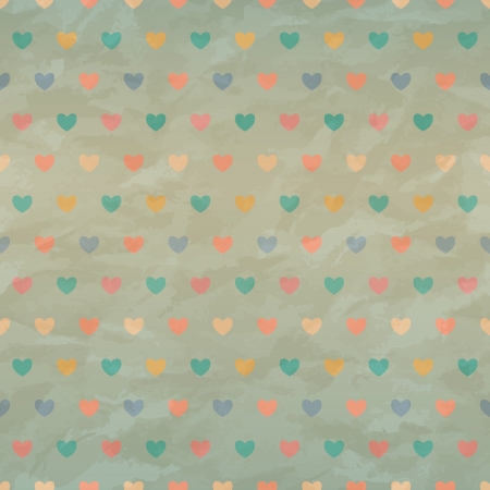 Retro seamless with color hearts on old crumpled paper  transparencyのイラスト素材