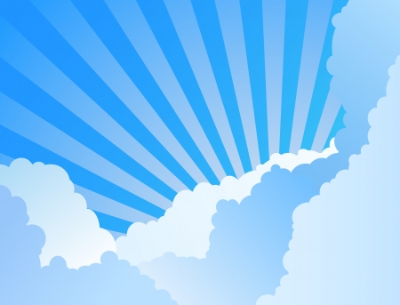 Vector background with clouds and sunlightのイラスト素材