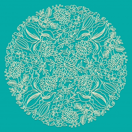 Circle floral ornament, ornamental round laceのイラスト素材
