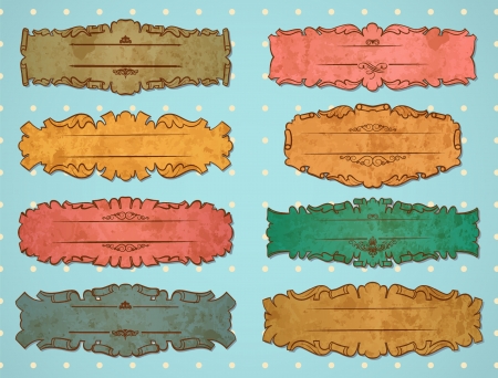 Vintage set from colorful grunge frames retro label setのイラスト素材