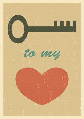 Mid century love poster. Retro card. blend mode usedのイラスト素材