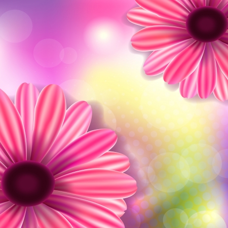 Bright background with pink realistic flowers.  のイラスト素材