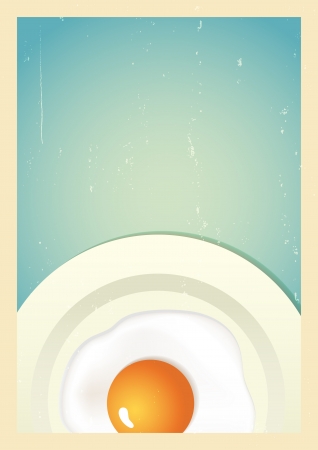 Restaurant background in retro style with scrambled egg on plateのイラスト素材