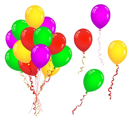 Colorful balloons isolated on whiteのイラスト素材