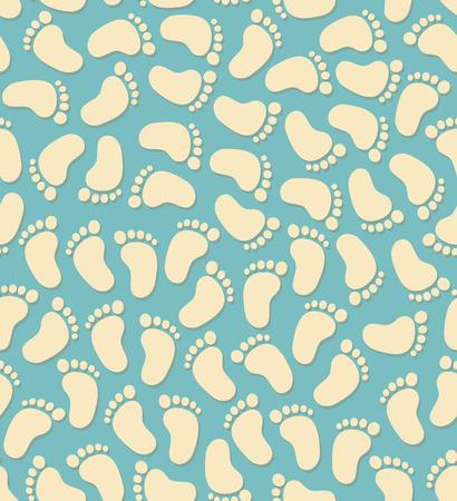 Baby seamless with footprints on blue backgroundのイラスト素材