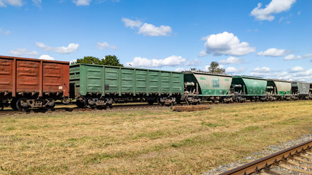 Railroad cars used for transporting crushed stone and building materials. Freight railroad cars....