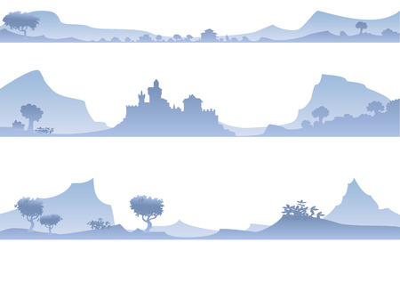 landscape with blue mountainsのイラスト素材