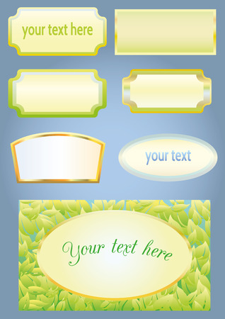 Set of labels with green background and frame.のイラスト素材