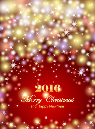 Merry Christmas and Happy New Year celebrations flyer, banner, poster or invitation with shiny text. Merry Christmas message with lights, shining stars, sparkling inscription on purpleのイラスト素材