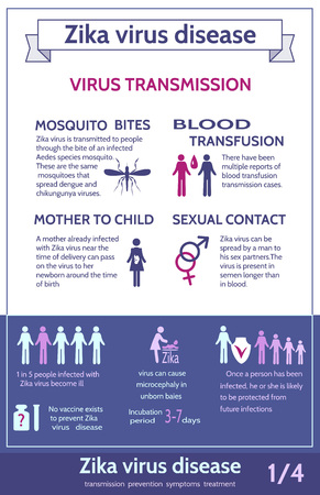 Zika virus infographic with icons and textのイラスト素材