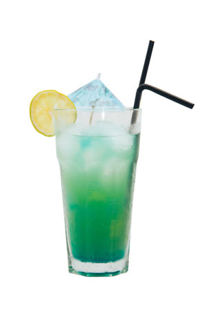 a refreshing cocktail on a white backgroundの写真素材