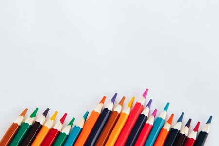 Colored pencils on a white backgroundのeditorial素材