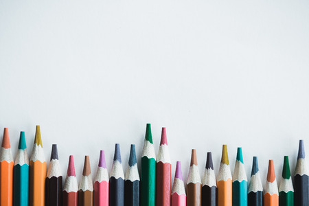 Colored pencils on a white backgroundのeditorial素材