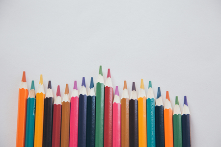 Colored pencils on a white backgroundのeditorial素材
