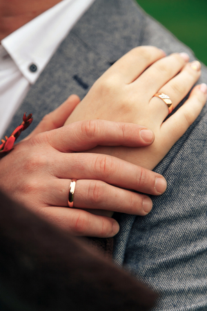 Holding hands the bride and groomのeditorial素材