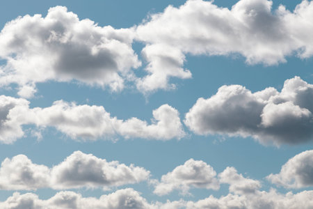 Fluffy clouds under the blue sky floatの写真素材